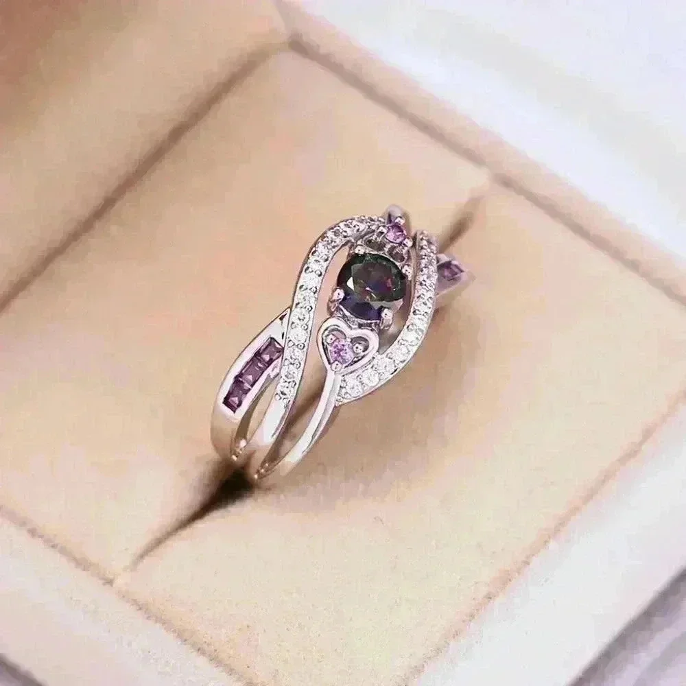 💞 Unique Magic Color Factory Outlet Colorful Water Drop Amethyst Ring, GPMB1483